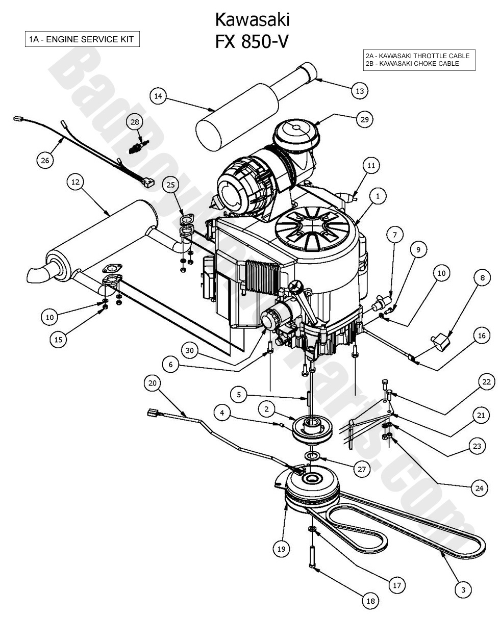 1394 - Bad Boy Mower Parts Lookup > 2016 > Outlaw XP > Engine - Kawasaki FX850